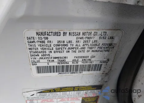 2008 Infiniti M35X z USA, uszkodzony, nr VIN JNKAY01F38M654381